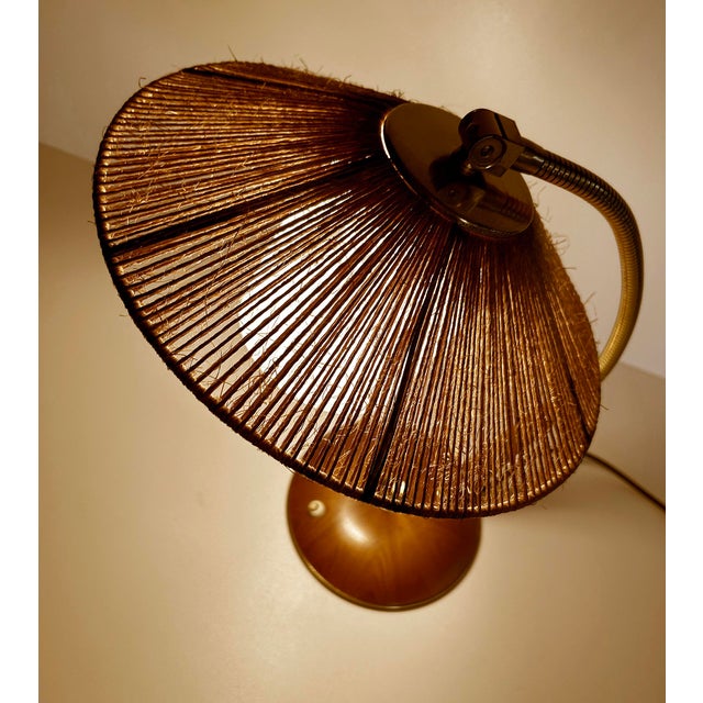 Vintage Desk Lamp in Sisal and Wood from Temde, 1960s For Sale - Image 13 of 14