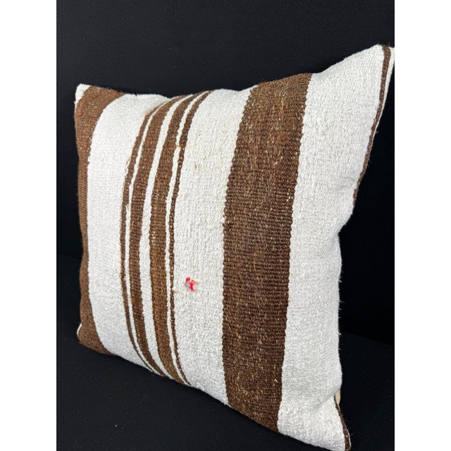 Turkish Hemp Pillow Cushion Natural Beige Brown Pillow Cushion Cover 24x24 For Sale - Image 4 of 4
