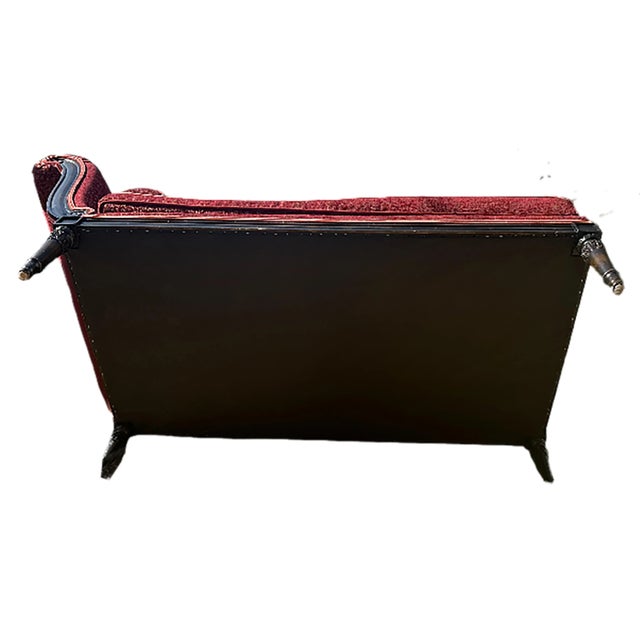 Wood Antique Chaise Longue With Garment-Colored Fabric Upholstery For Sale - Image 7 of 10