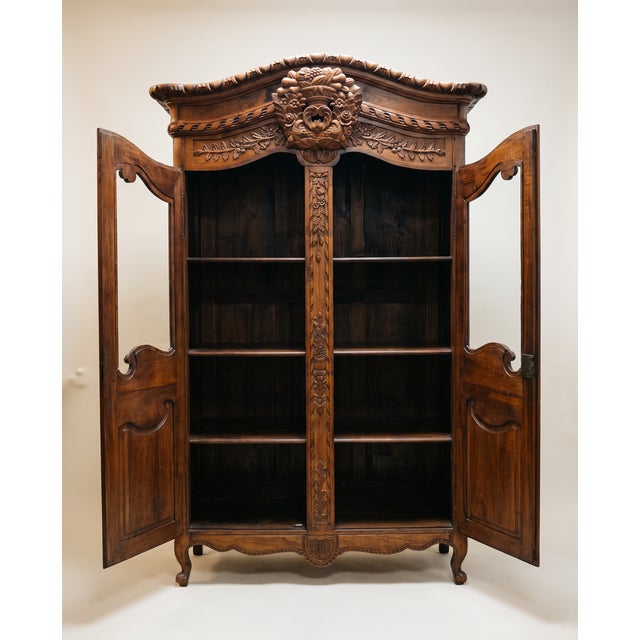 French Louis XV Revival Carved Oak Display Armoire For Sale - Image 11 of 11