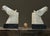 1930s Antique Large Italian Art Deco Hand Carved Alabaster Horse Head Bookends For Sale - Image 5 of 12