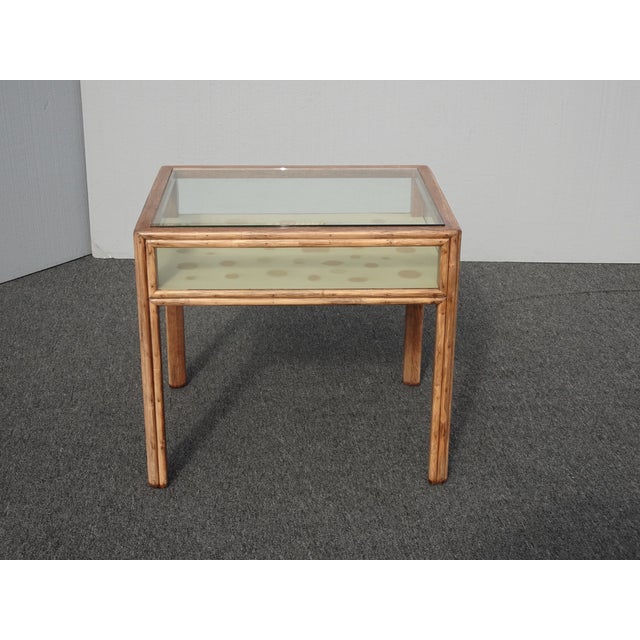 Vintage Mid Century Modern Bamboo Shadow Box End Table by McGuire