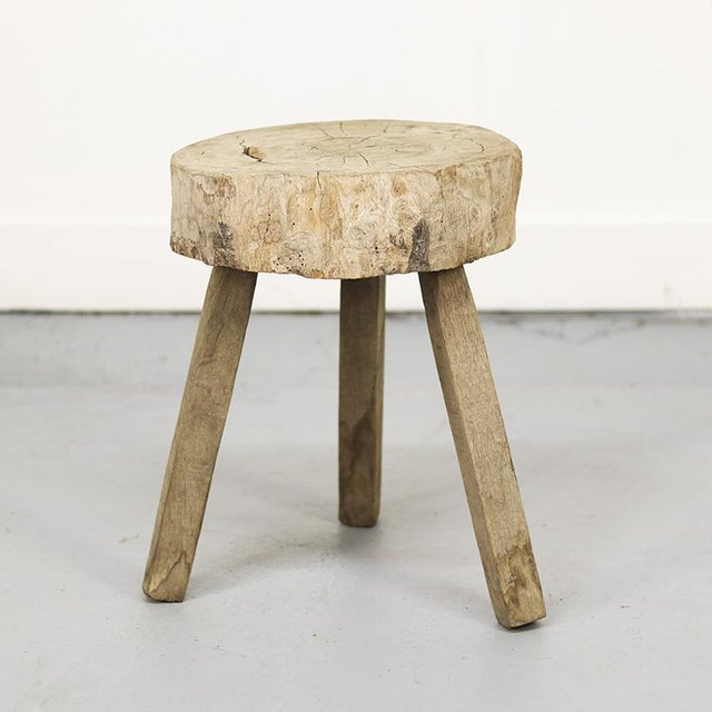 Wood Primitive Wabi Sabi Rustic Farmhouse Stool / Pedestal For Sale - Image 7 of 9