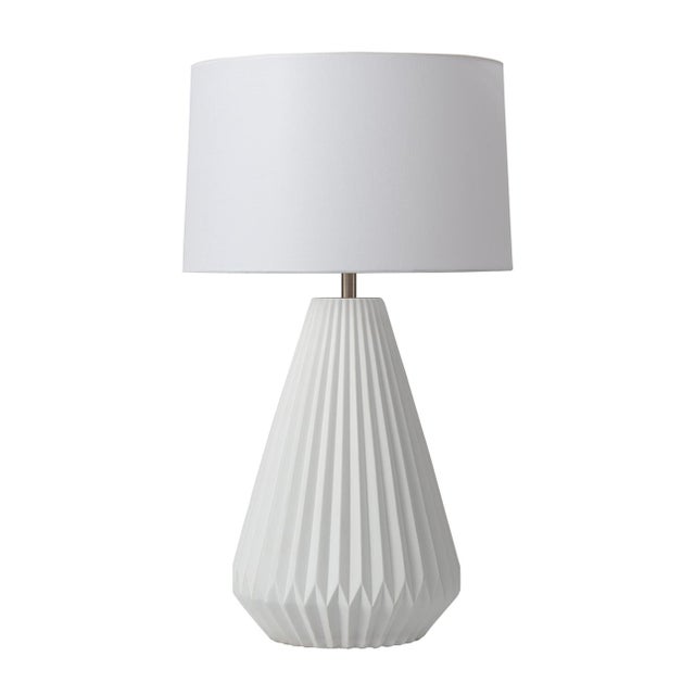 1960s Nova of California Concord Bone Porcelain 28" Table Lamp, White Walnut For Sale - Image 4 of 13
