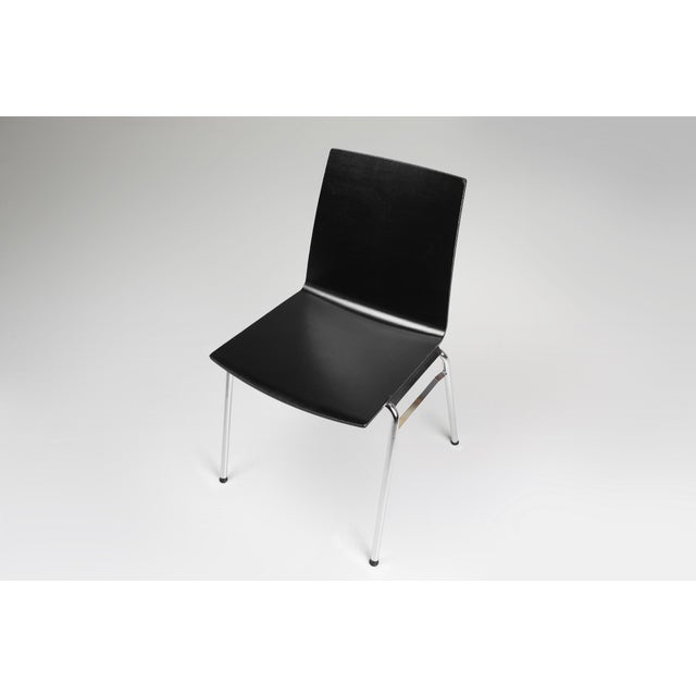 Black 21th Century Black Chair with Wooden Seat, Belgium For Sale - Image 8 of 11