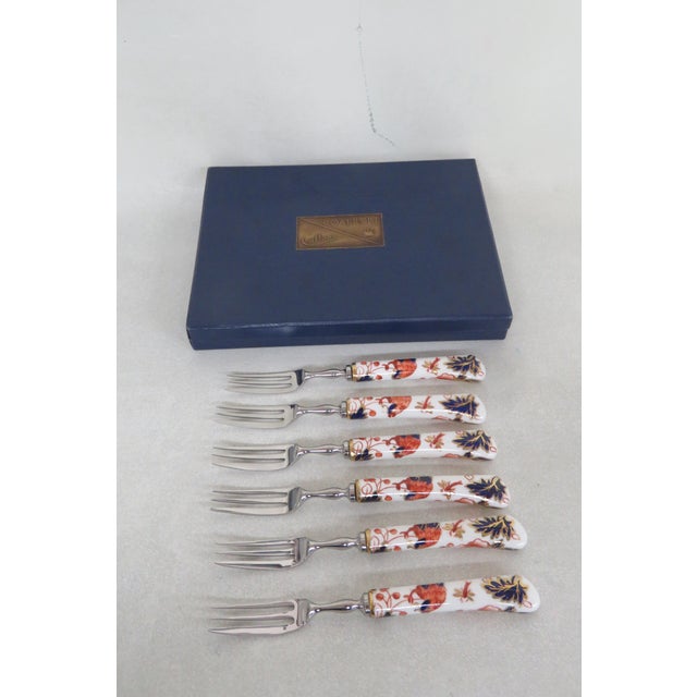 English Coalport Sheffield Cutlery Bone China Forks Set of Six in a Box 4019b For Sale - Image 3 of 7