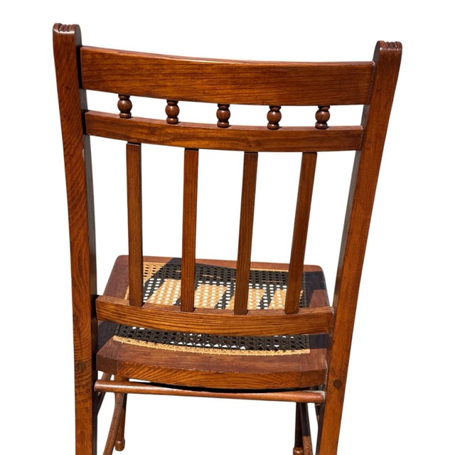 1920's Victorian American Chestnut Cane Seat Side Desk Chair For Sale - Image 13 of 17