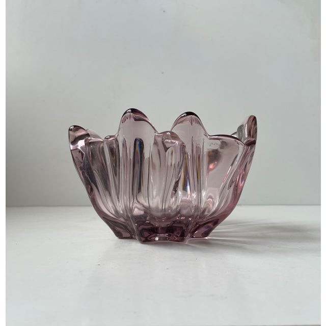 Glass Vintage Swedish Freeform Pink Crystal Bowl by Bosse Rubin for Åfor, 1960s For Sale - Image 7 of 10