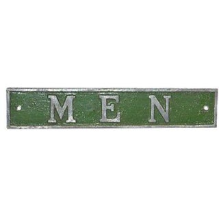 Vintage Green & Silver Men Door Plaque For Sale