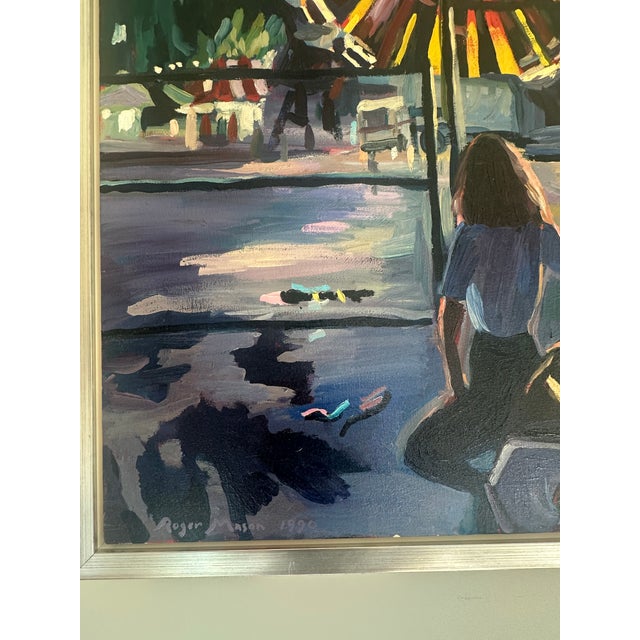 1990s Roger Mason – “Girl Looking at Ferris Wheel” (1990) | Oil on Canvas, 33″ × 30″, Framed For Sale In Kansas City - Image 6 of 18
