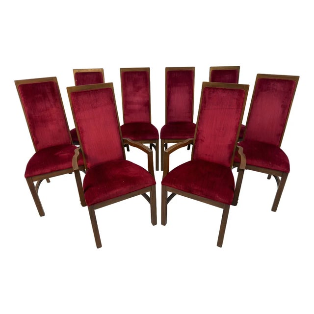 Mid 20th Century Set of Eight Burgundy Mid-Century Dining Chairs by Stanley For Sale