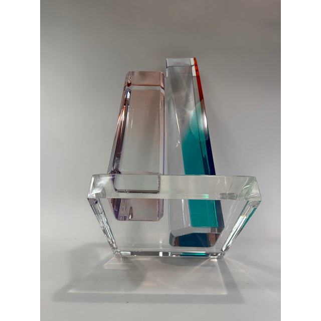 1990s Lucite Tower Sculpture by Shlomi Haziza - Signed For Sale - Image 10 of 11