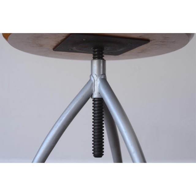 1990s Vintage Postmodern Adjustable Aluminum and Wood Tripod Side Table For Sale - Image 5 of 9