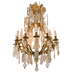 French Bronze and Crystal Chandelier