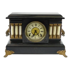 Antique Mantel Clock with Marble & Bronze