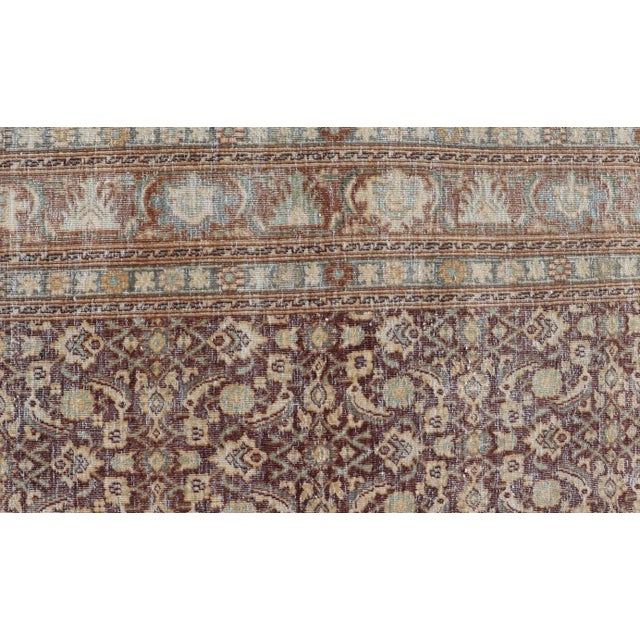 Early 20th Century Persian Tabriz Antique Rug in Herati Design in Dark Arginine Blue and Tan For Sale - Image 10 of 13