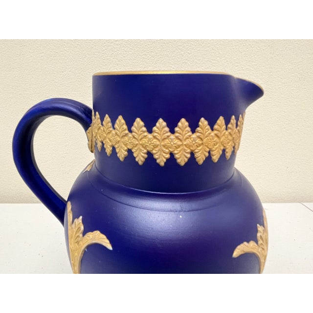 English Antique Late 19th Century Dudson Brothers English Jasperware & Gilt Pitcher For Sale - Image 3 of 7