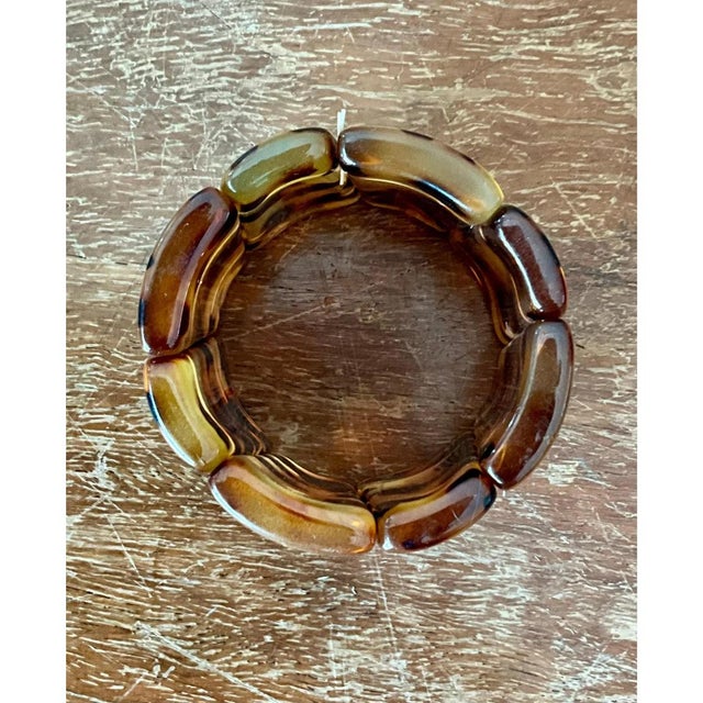 Vintage Faux Tortoise Bakelite Stretch Bracelet For Sale - Image 12 of 12