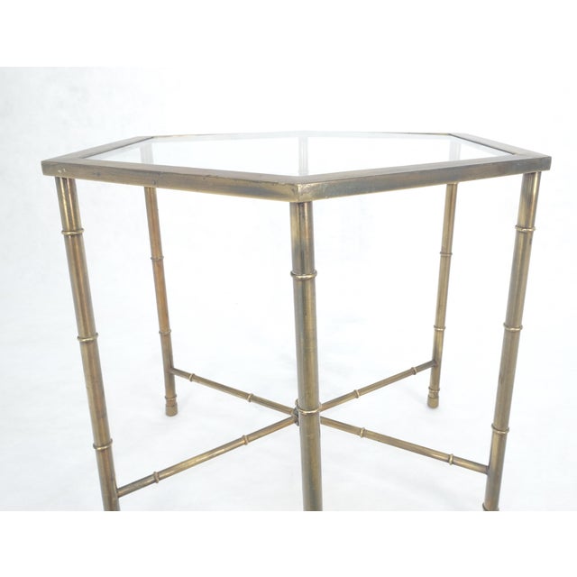 Mastercraft Mid Century Modern Hexagon Top Faux Bamboo Legs Coffee Side Table For Sale - Image 9 of 12
