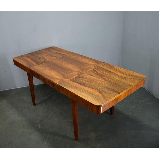 Extendable Dining Table in Walnut by Jindrich Halabala, Czechoslovakia, 1940s For Sale - Image 9 of 18