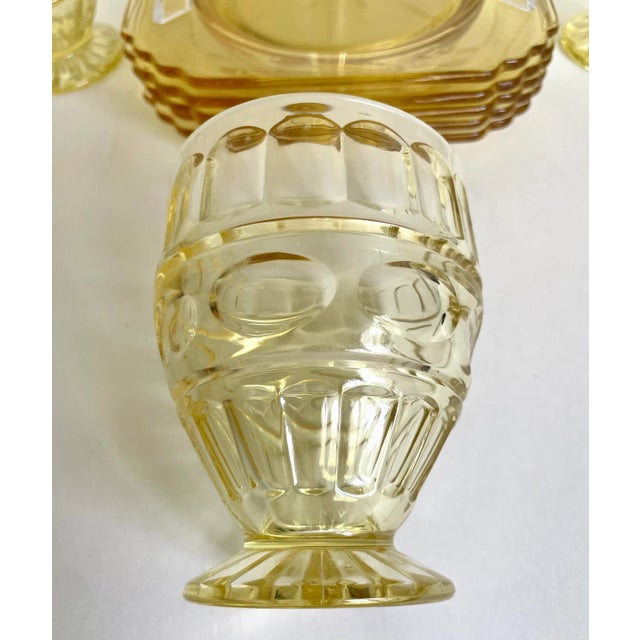 Early 20th Century Set of 12 Yellow Depression Era Glasses and Plates For Sale In Los Angeles - Image 6 of 13