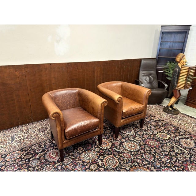 Laura Ashley Club Chairs in Sheep Leather, Set of 2 For Sale - Image 3 of 12