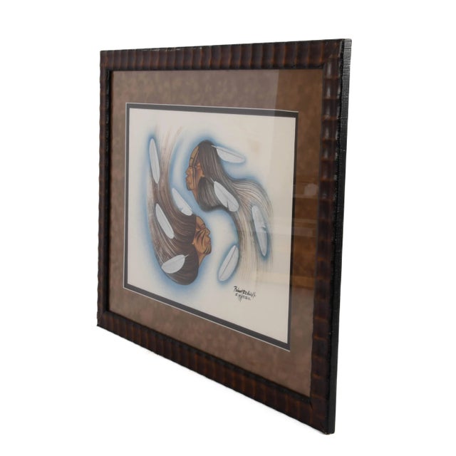 Late 20th Century Framed Signed Robert Redbird Jr. "Wind Spirits" Original Painting For Sale - Image 5 of 12