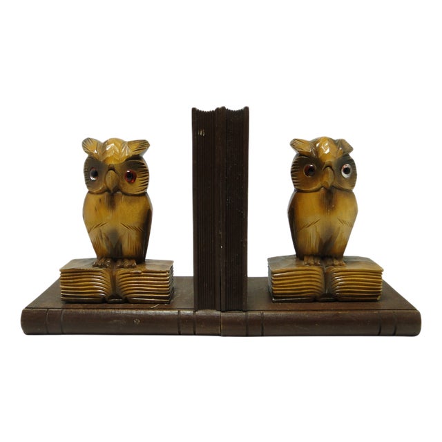 Vintage Figurative Wooden Bookends, 1950s, Set of 2 For Sale