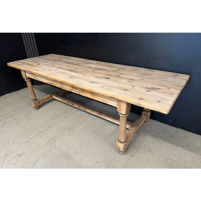 Larger Vintage Farmhouse Dining Table in Pine, 1920 For Sale - Image 3 of 15