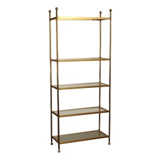 Mid Century Modern Brass and Glass Etagere Bookshelf For Sale