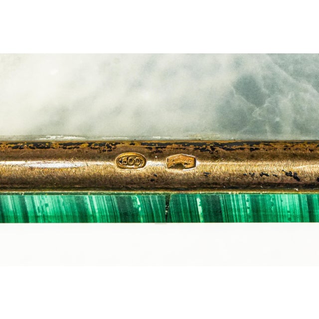 Amazing Antique Malachite Box 800 Silver Mounted Jewelry Casket White Onyx Interior European Luxury Desk Box With Provenance Home Decor For Sale - Image 17 of 17