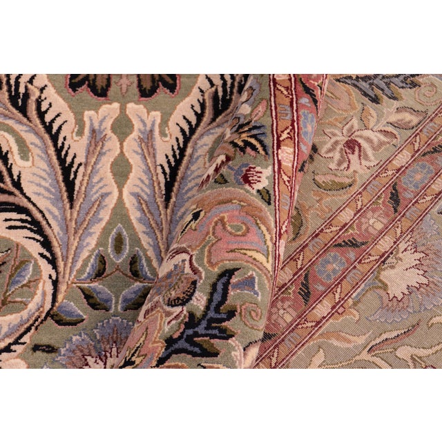 Green Shabby Chic Pak-Persian Green/Rust Wool Rug - 9'0'' X 12'0'' For Sale - Image 8 of 9