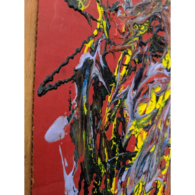 Mid 20th Century Vintage Original Abstract Expressionist "Red Composition" Painting in the Style of Jackson Pollock For Sale - Image 5 of 9