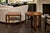 A sophisticated set of two coordinating side tables by Bolier & Company for Decca Home, representing the Kata and Atelier...