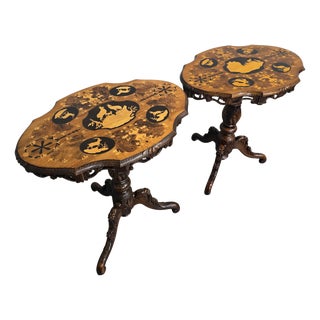 Black Forest Inlaid Lamp Tables, 1880, Set of 2 For Sale