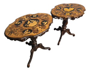 Black Forest Inlaid Lamp Tables, 1880, Set of 2