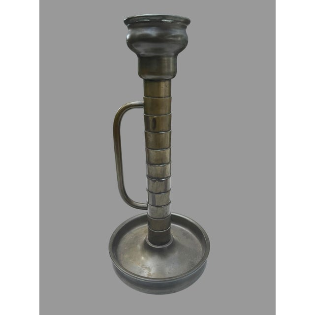Impressive oversized antique brass chamberstick / candlestick manufactured by The Vincent Mfg. Co., Cleveland, Ohio, and...