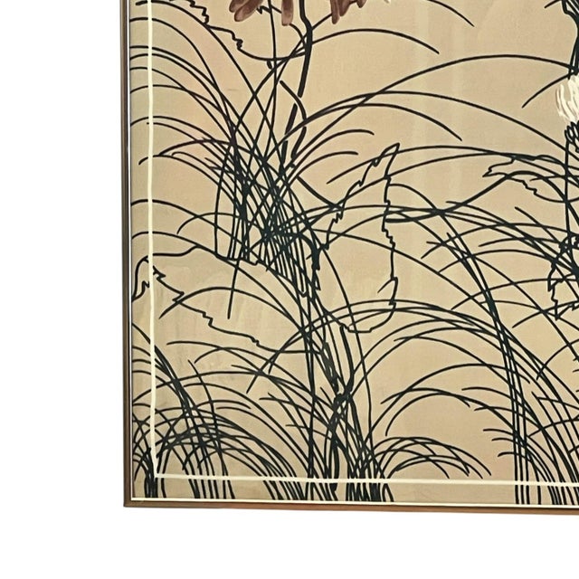 Vintage 1975 Framed Floral Screen Print Dated Botanical Wall Art.. For Sale In Seattle - Image 6 of 10