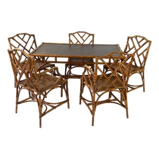 Chippendale Bamboo Dining Set, Italy, 1970s, Set of 6 For Sale