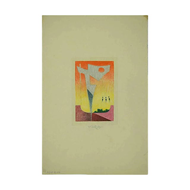 Leo Guide, Abstract Composition, Drawing, 1985 For Sale