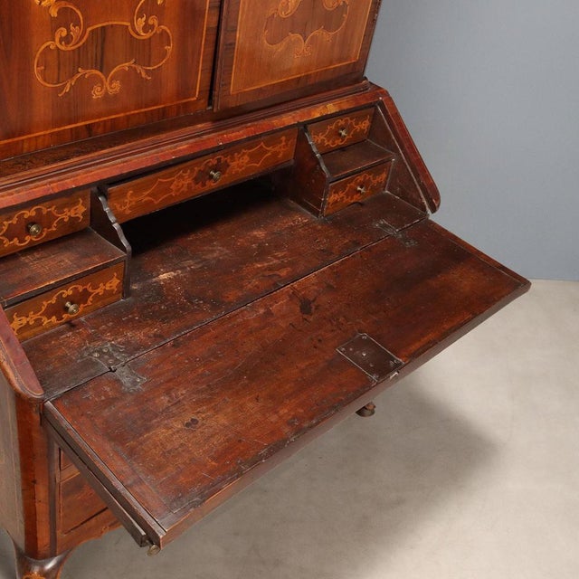 Antique Trumeau in Walnut with Maple Inlays For Sale - Image 10 of 16