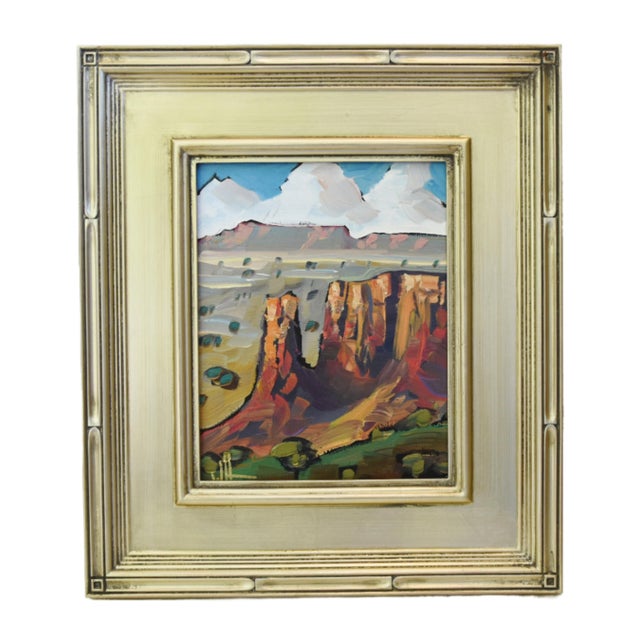 Rustic William Hawkins Southwest Landscape Oil Painting Including the Antiqued Silver Gilt Wood Frame For Sale - Image 3 of 7