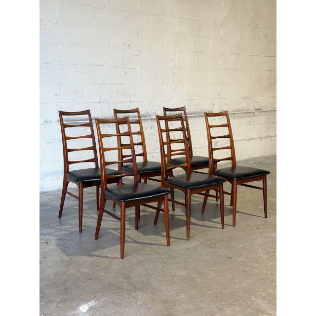 Mid-Century Modern In Style of Niels Koefoed Model Lis Rosewood Dining Chairs Set of 6 Danish Mid-Century Modern 1960s For Sale - Image 3 of 12