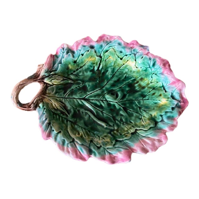 Late 19th Century Etruscan Majolica Oak Leaf Bread Tray Griffen, Smith & Hill For Sale