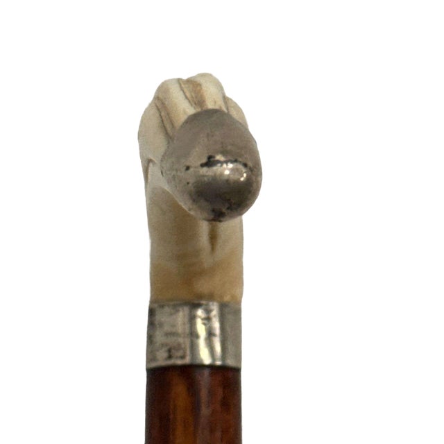 Art Deco Antique Cane With Bone & Sterling Handle For Sale - Image 3 of 8