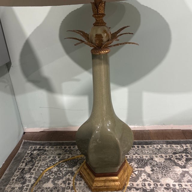 2000s /Raymond Waites for Tyndale/Boho Chic: /Green Ceramic Lamp- 1 Available For Sale In Chicago - Image 6 of 6