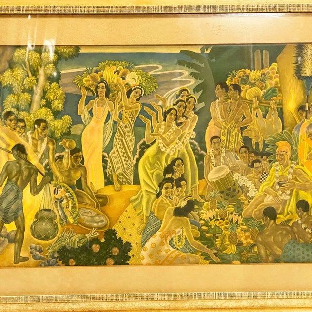 Original Matson Lines Hawaii "Festival of the Sea" artwork lithograph by artist Eugene Savage taken from the well-known...