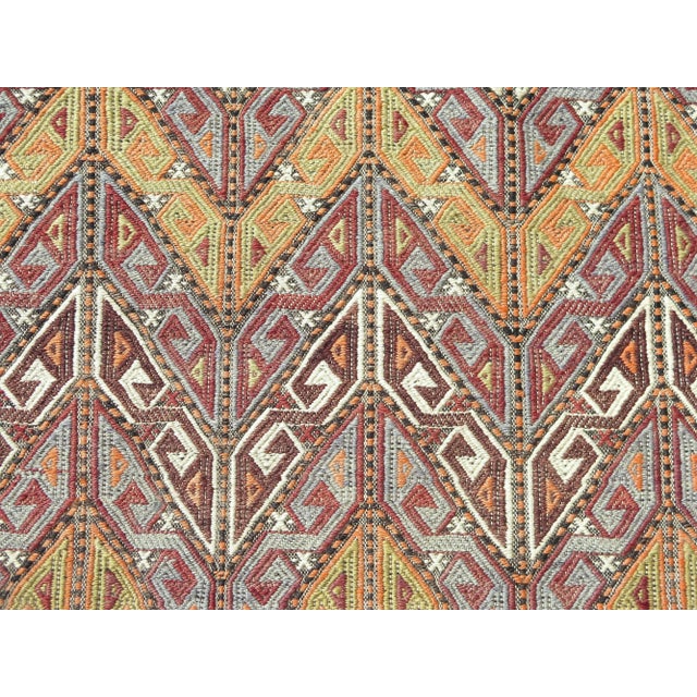 Textile Mid 20th Century 50s Vintage Special Herringbone Design Turkish Kilim Area Rug For Sale - Image 7 of 11
