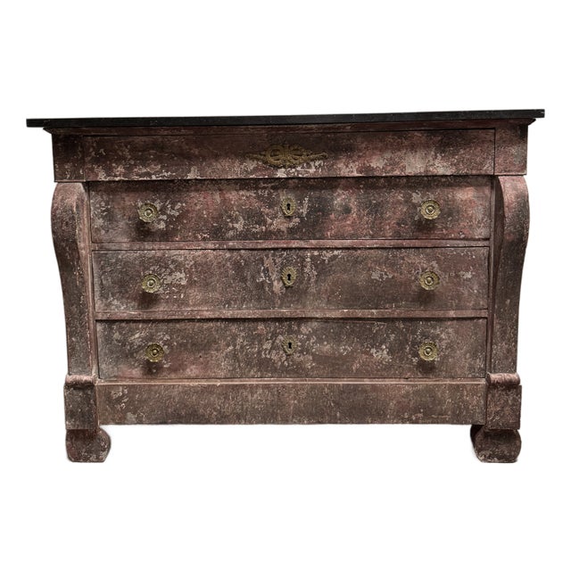 Vintage Hand Painted Blush Pink Chest For Sale