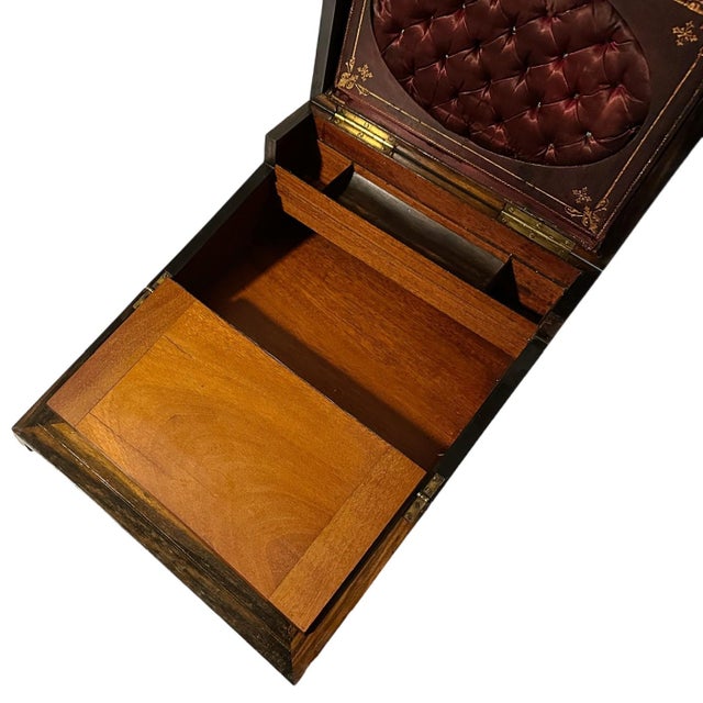 19th Century Victorian English Rosewood Inlaid Abalone Writing Box Lap Desk For Sale - Image 14 of 16